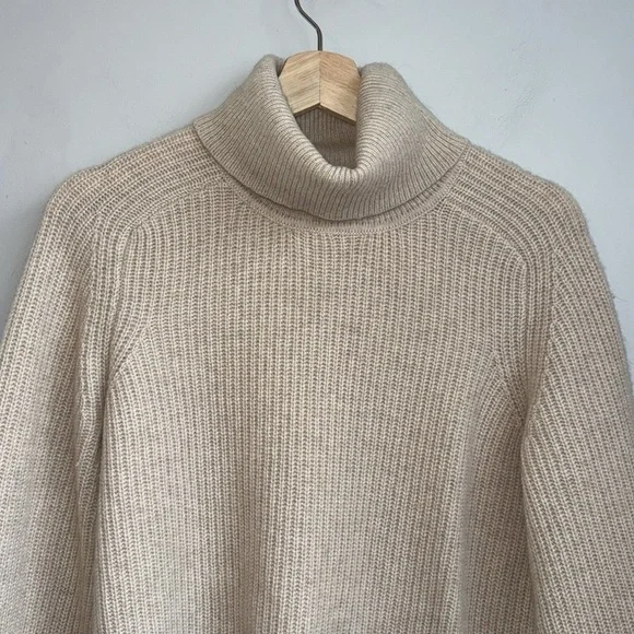 VERONICA BEARD Avia Oatmeal Cashmere Turtleneck Sweater SZ S